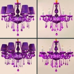 Candelabru din cristal elegant în stil european, lumina suspendată violet