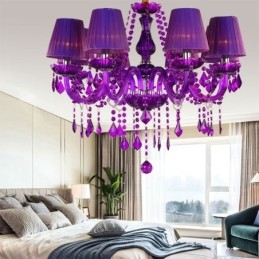 Candelabru din cristal elegant în stil european, lumina suspendată violet