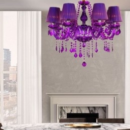 Candelabru din cristal elegant în stil european, lumina suspendată violet