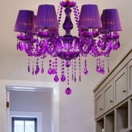 Candelabru din cristal elegant în stil european, lumina suspendată violet