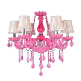 Candelabru de cristal în stil european, lumina suspendată roz romantică