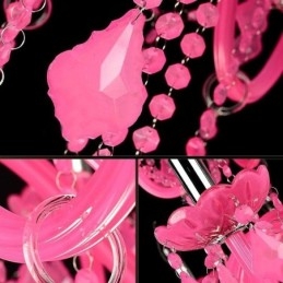 Candelabru de cristal în stil european, lumina suspendată roz romantică