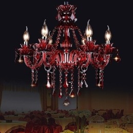 Candelabru din cristal european de culoare roșie