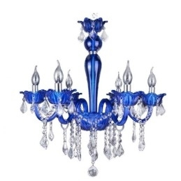 Candelabru de cristal în stil european. Lampă suspendată din sticlă de cristal albastru