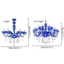 Candelabru de cristal în stil european. Lampă suspendată din sticlă de cristal albastru
