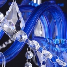 Candelabru de cristal în stil european. Lampă suspendată din sticlă de cristal albastru