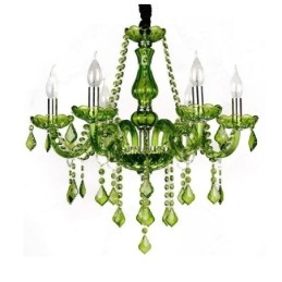 Candelabru de cristal în stil european. Lampă verde unică