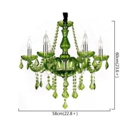 Candelabru de cristal în stil european. Lampă verde unică