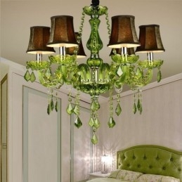 Candelabru de cristal în stil european. Lampă verde unică