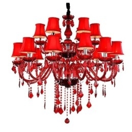 Candelabru de cristal European culoare rosie pendanta lumina