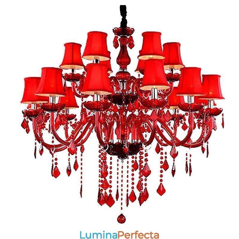 Candelabru de cristal European culoare rosie pendanta lumina