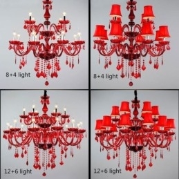 Candelabru de cristal European culoare rosie pendanta lumina