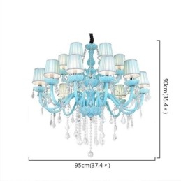 Candelabru european mare de cristal de culoare albastră