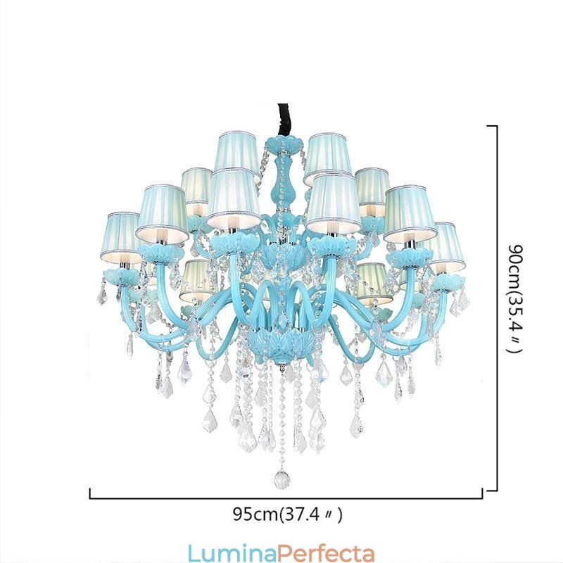 Candelabru european mare de cristal de culoare albastră