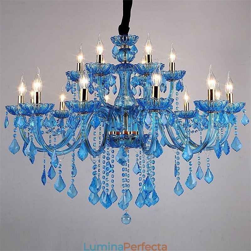 Candelabru elegant din cristal albastru european