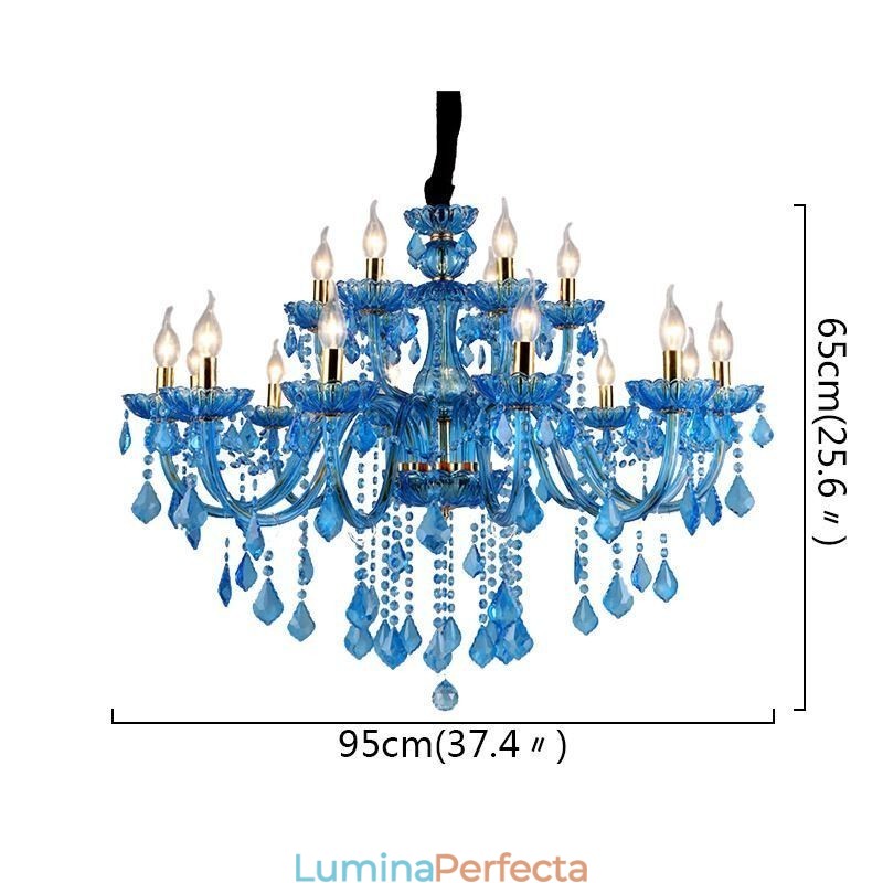 Candelabru elegant din cristal albastru european