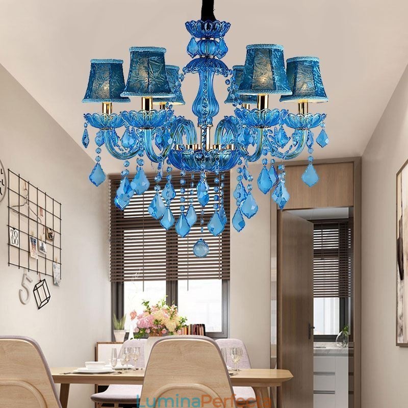 Candelabru elegant din cristal albastru european