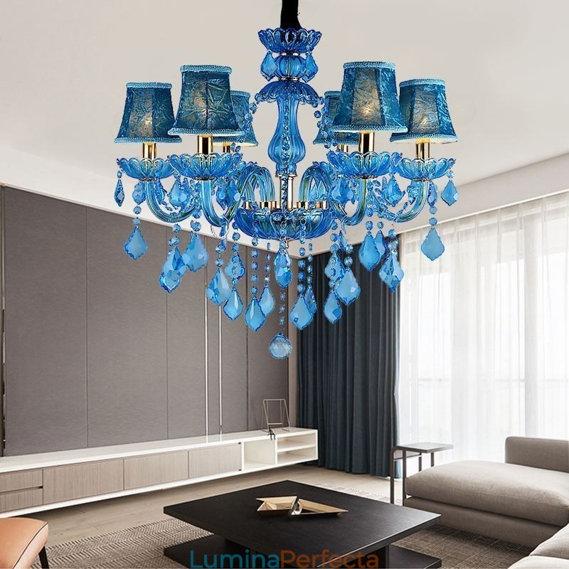 Candelabru elegant din cristal albastru european