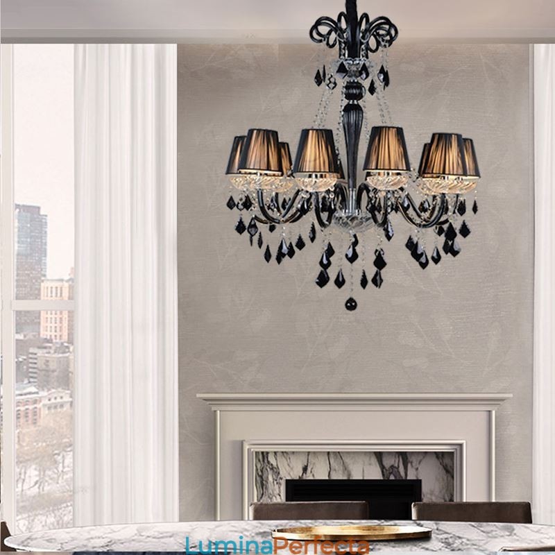 Candelabru retro din cristal negru european