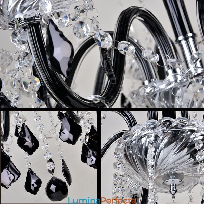 Candelabru retro din cristal negru european