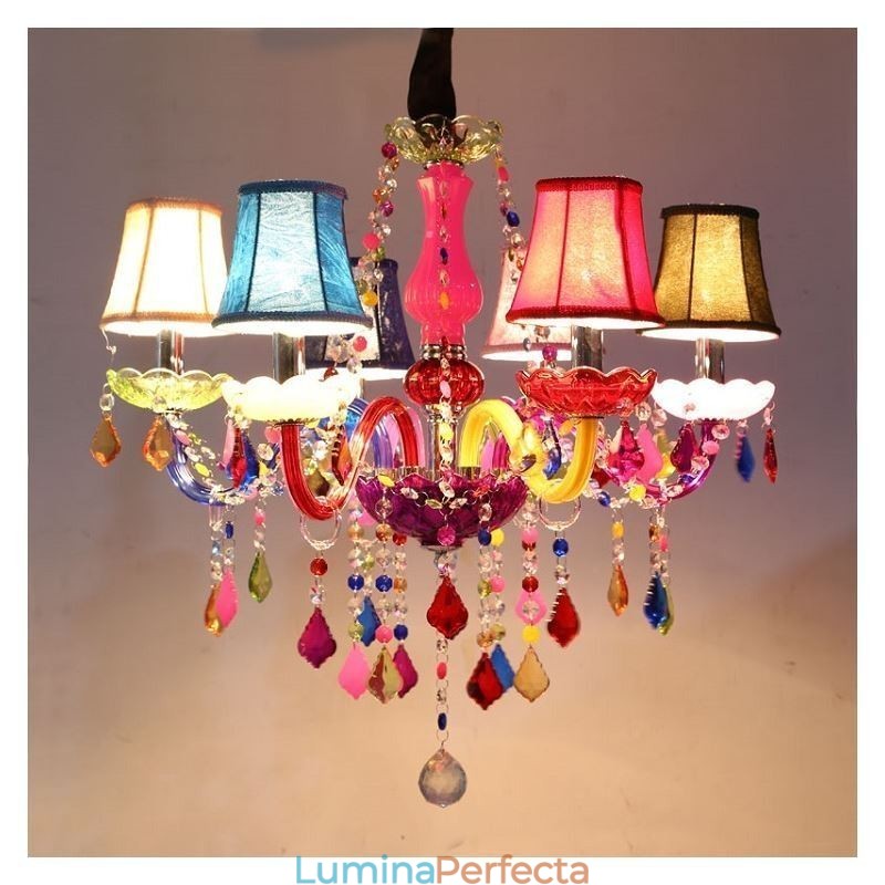 Candelabru de cristal colorat mare, lumina suspendată europeană