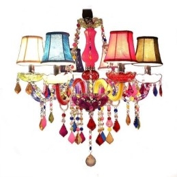 Candelabru de cristal colorat mare, lumina suspendată europeană