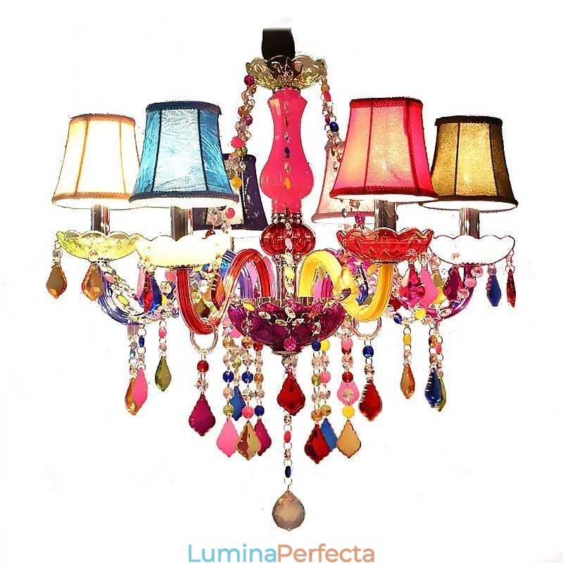 Candelabru de cristal colorat mare, lumina suspendată europeană