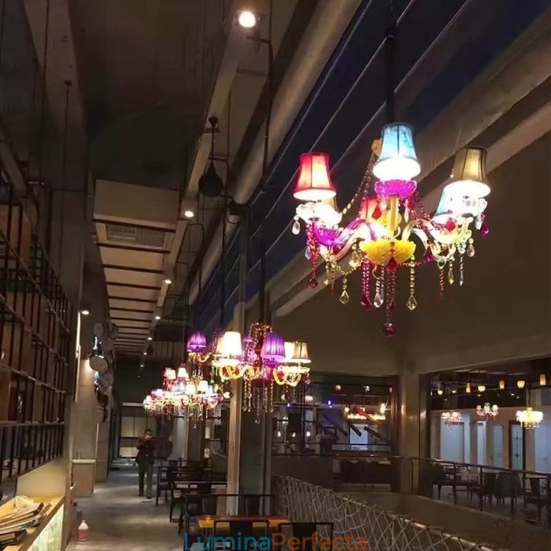 Candelabru de cristal colorat mare, lumina suspendată europeană