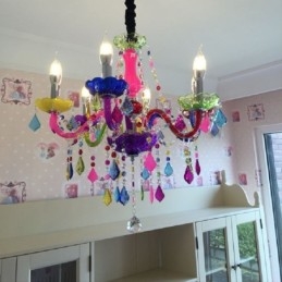 Candelabru de cristal colorat mare, lumina suspendată europeană