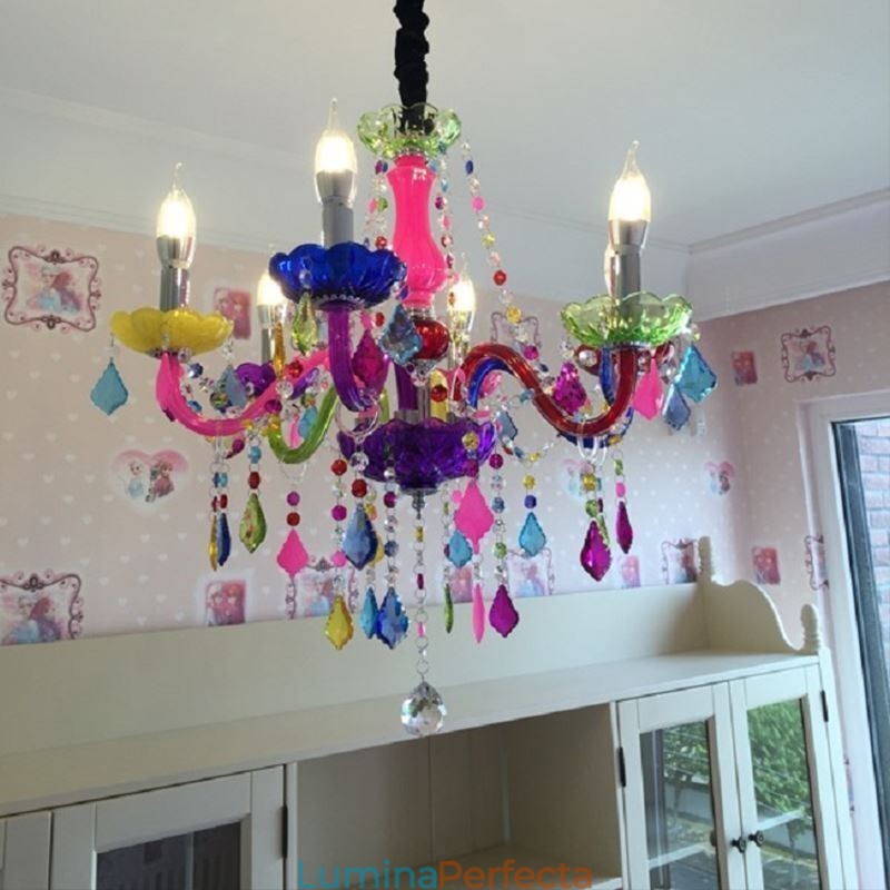 Candelabru de cristal colorat mare, lumina suspendată europeană