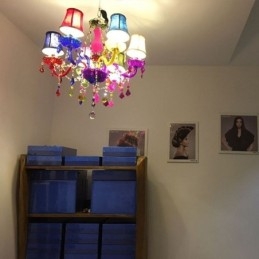 Candelabru de cristal colorat mare, lumina suspendată europeană