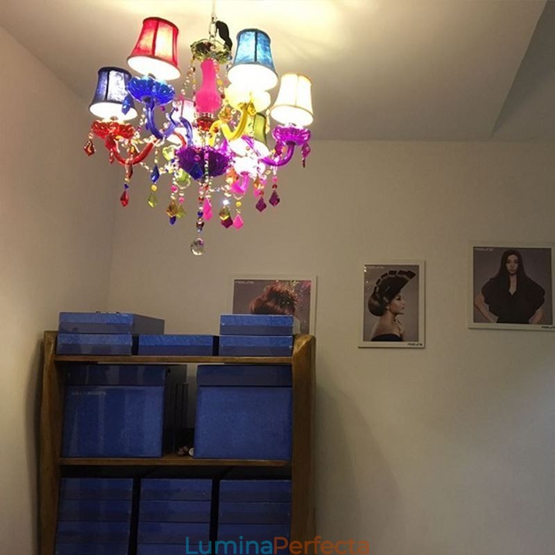 Candelabru de cristal colorat mare, lumina suspendată europeană