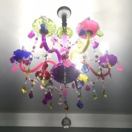 Candelabru de cristal colorat mare, lumina suspendată europeană