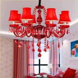 Candelabru din cristal de lux, culoare roșie europeană