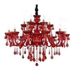 Candelabru de cristal elegant european de culoare roșie