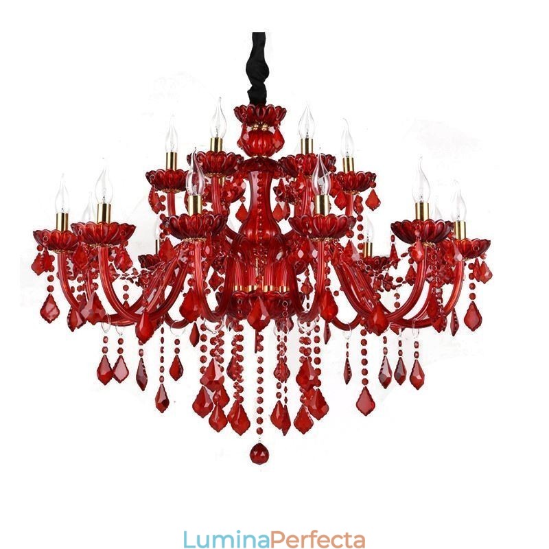 Candelabru de cristal elegant european de culoare roșie