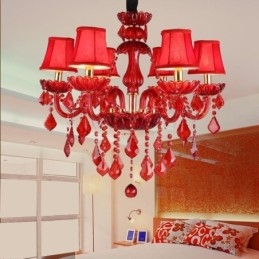 Candelabru de cristal elegant european de culoare roșie