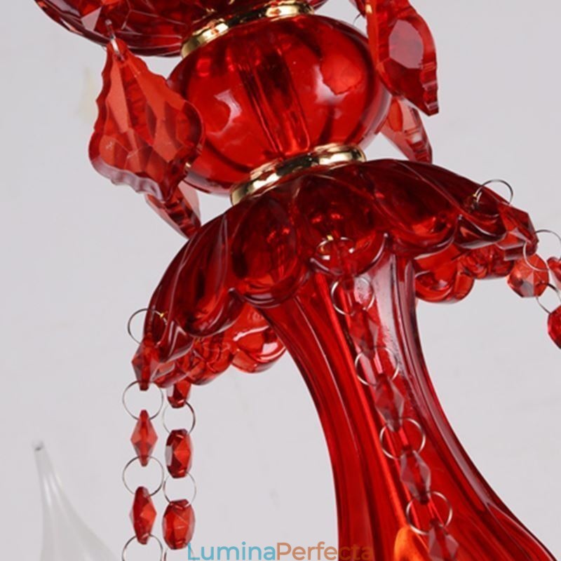 Candelabru de cristal elegant european de culoare roșie