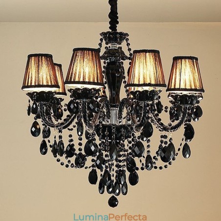 Candelabru de lux din cristal negru european 10 lumini Candelabru de lux din cristal negru european 10 lumini