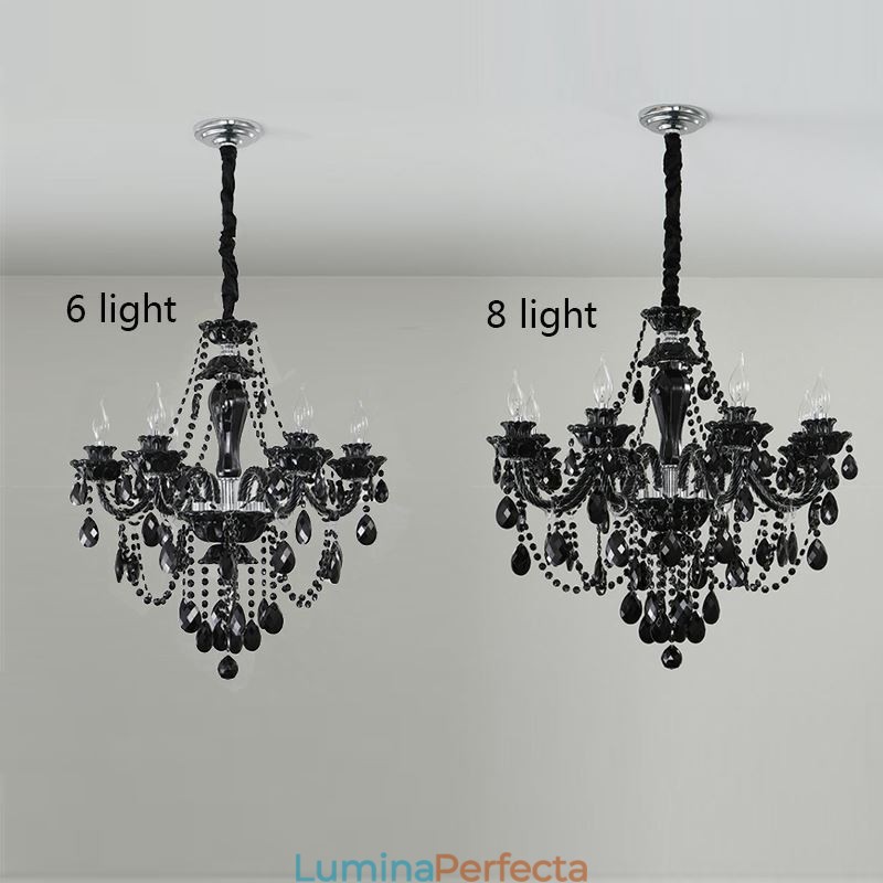 Candelabru de lux din cristal negru european 10 lumini