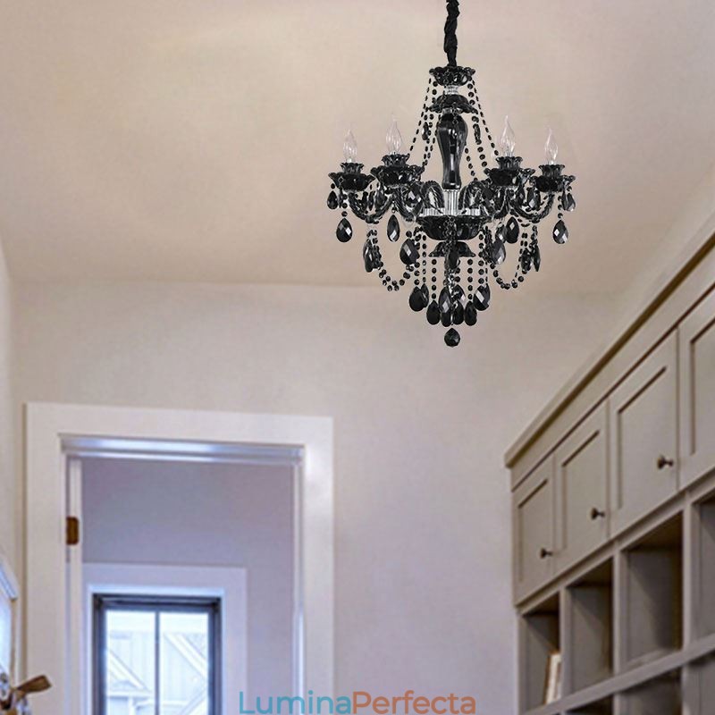 Candelabru de lux din cristal negru european 10 lumini