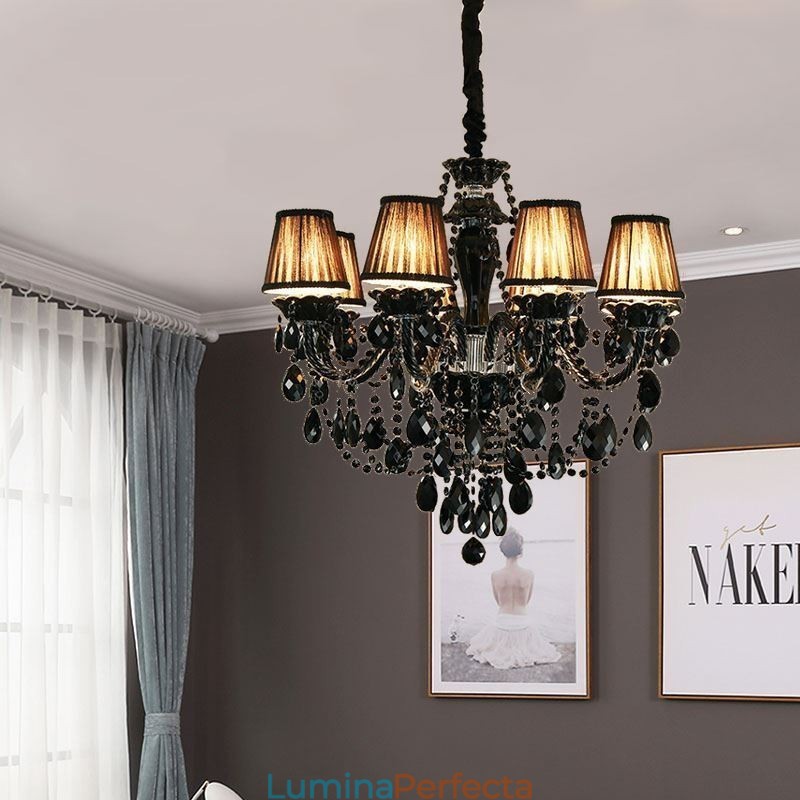 Candelabru de lux din cristal negru european 10 lumini