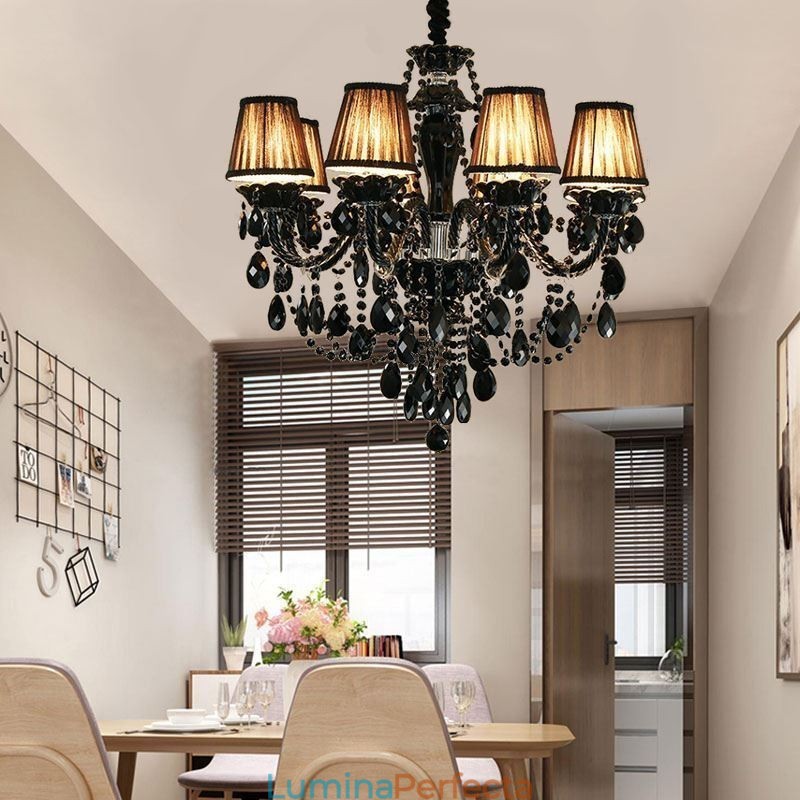 Candelabru de lux din cristal negru european 10 lumini
