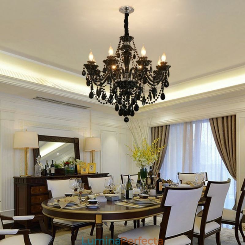 Candelabru de lux din cristal negru european 10 lumini