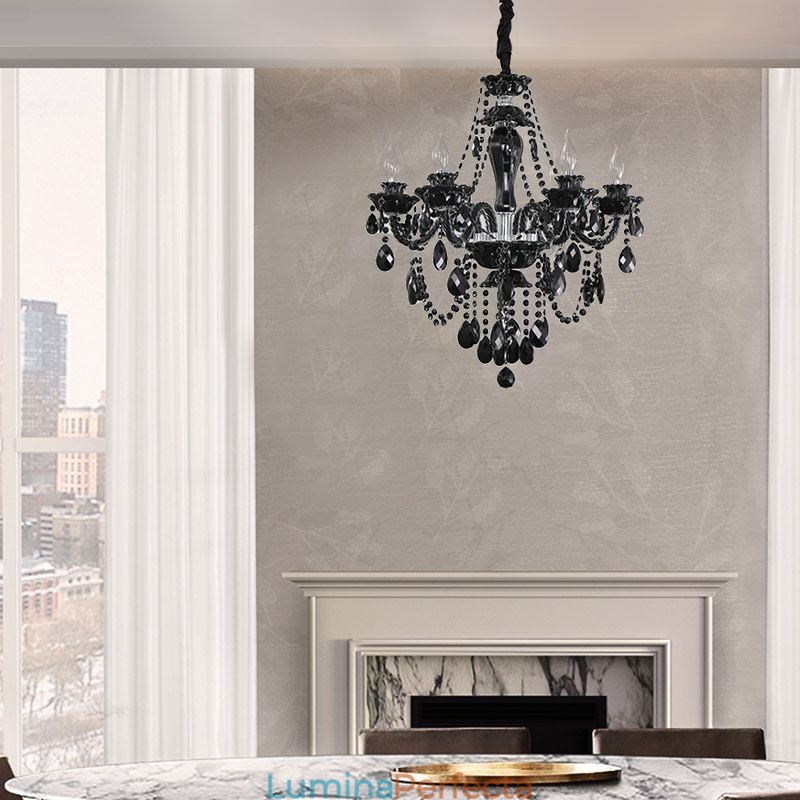 Candelabru de lux din cristal negru european 10 lumini
