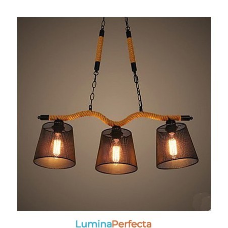 Candelabru de frânghie cu trei cape pastorale retro creative Candelabru de frânghie cu trei cape pastorale retro creative