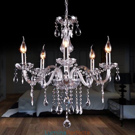 Candelabru de cristal elegant Lampă suspendată europeană modernă Candelabru de cristal elegant Lampă suspendată europeană modernă
