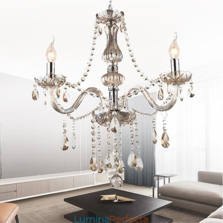 Candelabru din cristal European Cognac Color Sticla Pandantiv Candelabru din cristal European Cognac Color Sticla Pandantiv
