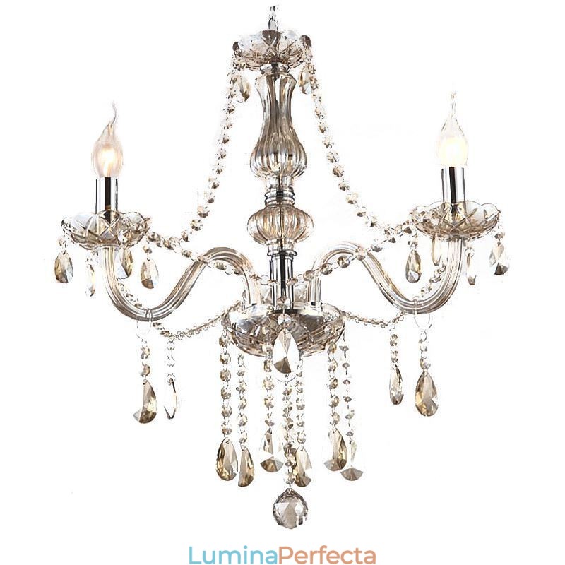 Candelabru din cristal European Cognac Color Sticla Pandantiv