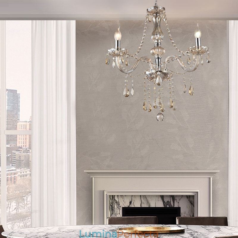 Candelabru din cristal European Cognac Color Sticla Pandantiv